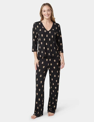 Hue Women's 2-Pc. Ultra Ribbed Printed Pajama Set