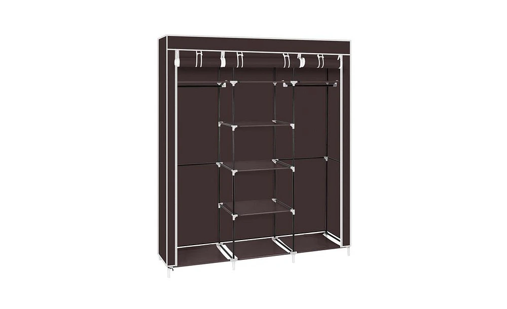 Slickblue 69" Portable Clothes Closet with Non-Woven Fabric and Double Rod for Efficient Storage Organizer