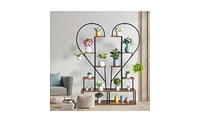 Slickblue Artisasset 2pcs 6 Layers Half Heart Iron Wood Plant Stand