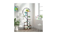 Slickblue Artisasset 2pcs 6 Layers Half Heart Iron Wood Plant Stand