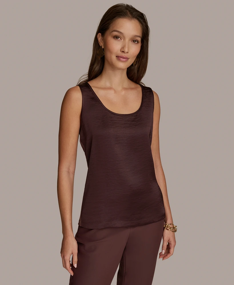 Donna Karan New York Women's Mixed-Media Scoop-Neck Top