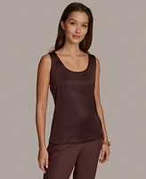 Donna Karan New York Women's Mixed-Media Scoop-Neck Top