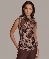 Donna Karan New York Women's Printed Mock Neck Top