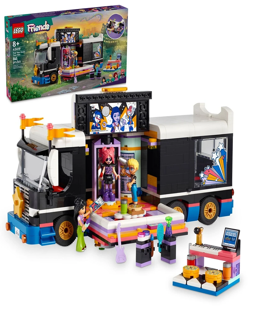 Lego Friends Pop Star Music Tour Bus Play Together Toy 42619, 845 Pieces