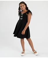 Rare Editions Big Girls Feather Shoulder Party Dress