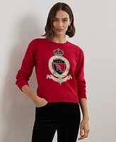 Lauren Ralph Petite Cotton Intarsia-Knit Crest Sweater