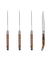 French Home Laguiole Connoisseur 4-Piece Steak Knife Set with Tortoise Handles