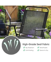 Sugift Set of 6 Outdoor Folding Chairs with Breathable Seat