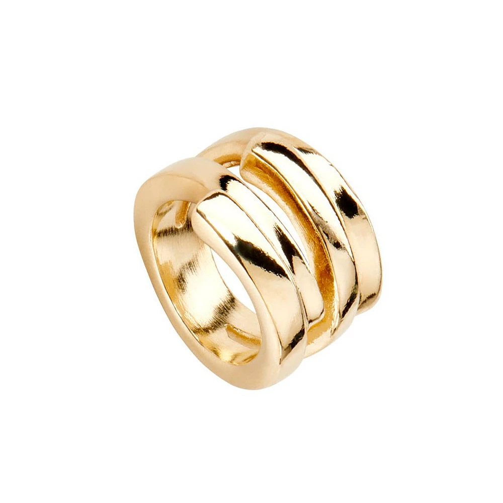 UNOde50 18k Gold Plated Irregular Metal Alloy Ring