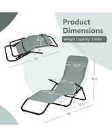 Sugift 2 Pieces Stackable Portable Patio Chaise Lounger with Rocking Design