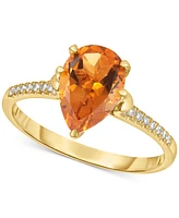 Pear-Shape Citrine (1-5/8 ct. t.w.) & Diamond Accent Ring in 14k Yellow Gold