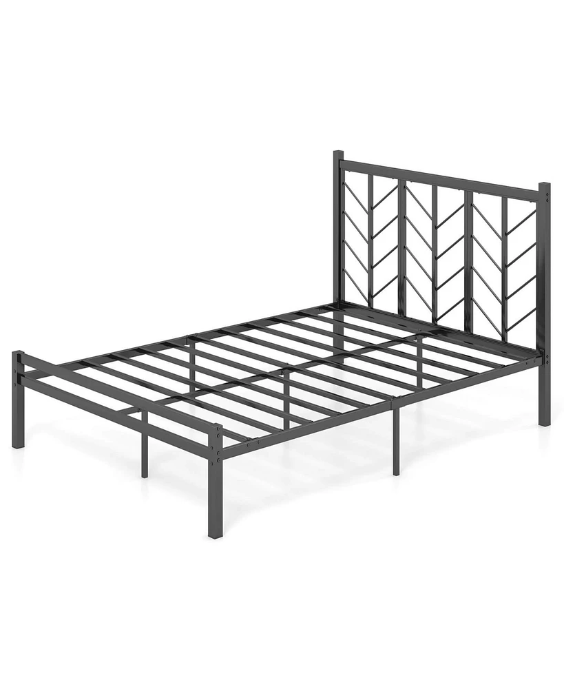 Costway Full Size Platform Bed with Headboard 11.5" Under Bed Storage Easy Assembly