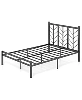 Costway Full Size Platform Bed with Headboard 11.5" Under Bed Storage Easy Assembly