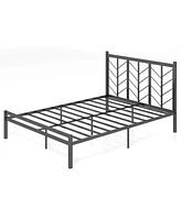 Costway Queen Size Platform Bed with Headboard 11.5" Under Bed Storage Easy Assembly