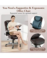 Costway Ergonomic Office Chair Pu Leather Executive Swivel with Flip-up Armrests