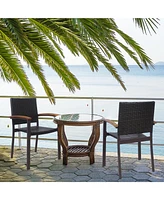 Sugift Set of 2 Outdoor Patio Pe Rattan Dining Chairs