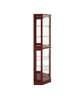 Slickblue 6-Shelf Corner Curio Display Cabinet with Lights and Mirrors