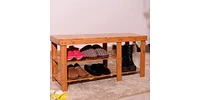 Slickblue Shoe Rack with Strip Pattern Tiers and Boots Compartment, Organized Storage