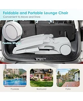 Sugift Adjustable Patio Sun Lounger with Weather Resistant Wheels