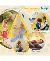 Kids Play Tent with Solid Wood Frame Holiday Birthday Gift & Toy for Boys & Girls