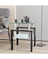 Slickblue Modern Tempered Glass Coffee Table and End Table for Stylish Living Room Decor