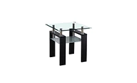 Slickblue Clear Glass Top Side Table Modern End Table for Home Decor