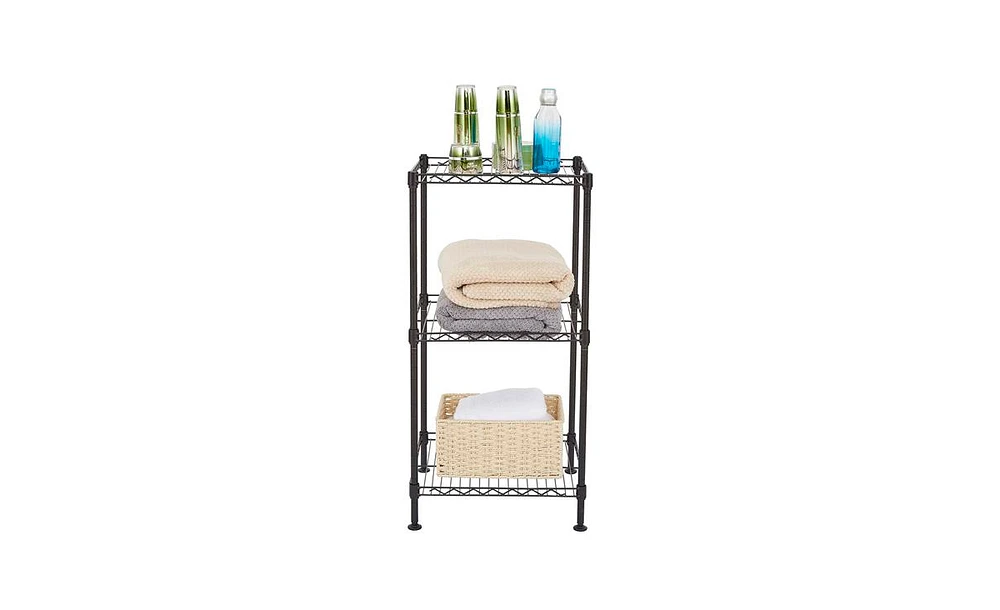 Slickblue Black 3-Tier Wire Shelving Tower for Versatile Storage and Organization