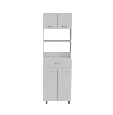 Depot E-Shop Mucura Microwave Double Door Cabinet, One Drawer, One Shelf For Microwave, White