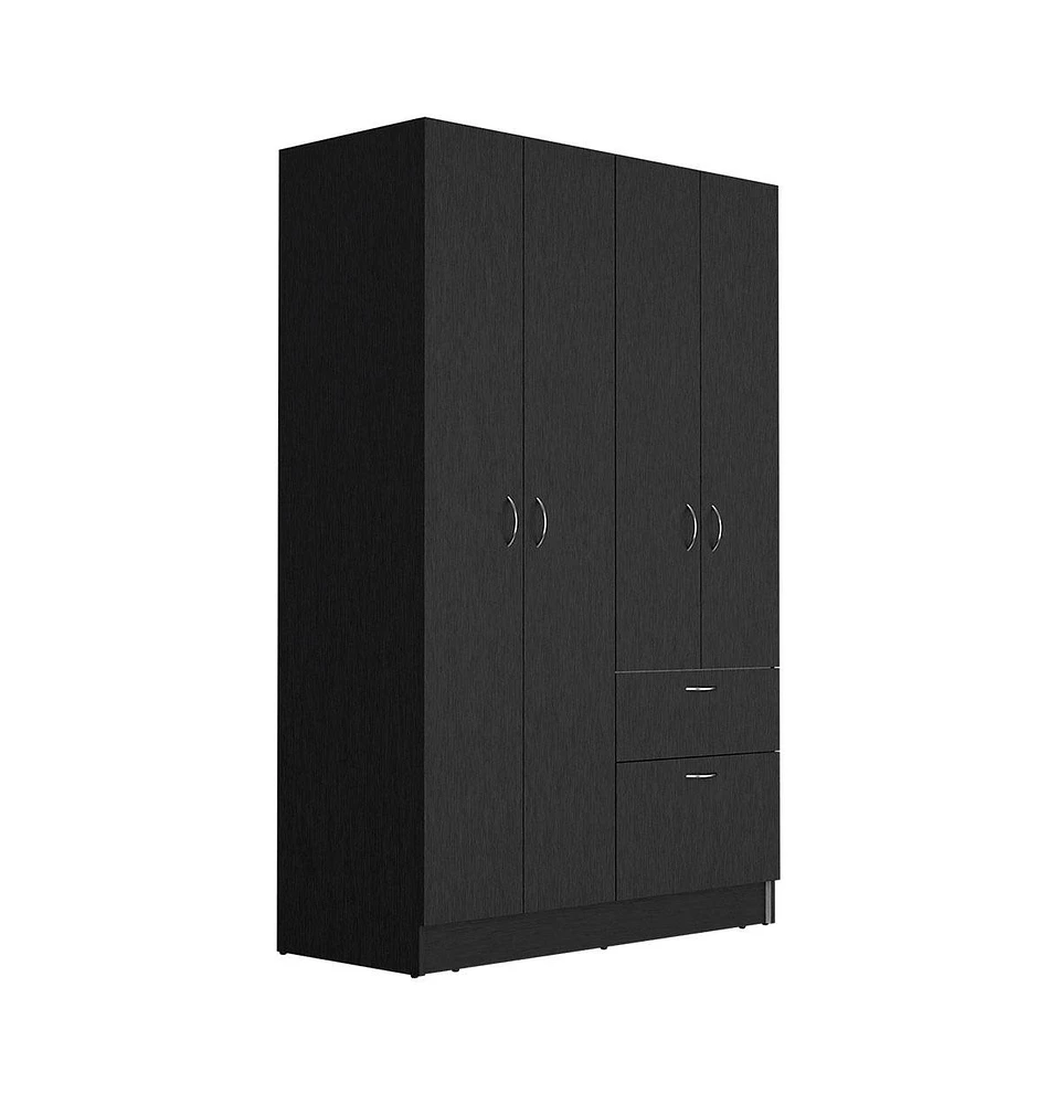 Depot E-Shop Itaca Armoire, Double Door Cabinet, One Drawer, Five Interior Shelves, Rod, Black / White