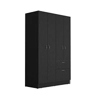 Depot E-Shop Itaca Armoire, Double Door Cabinet, One Drawer, Five Interior Shelves, Rod, Black / White