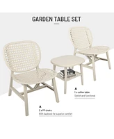 Slickblue 3-Piece Retro Patio Bistro Set, Hollow Design Outdoor Table with Open Shelf & Lounge Chairs