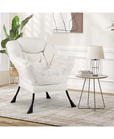 Costway Large Lazy Chair with Cozy Head Pillow Stylish Tufted Back & Seat Armrests