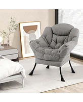 Costway Large Lazy Chair with Cozy Head Pillow Stylish Tufted Back & Seat Armrests