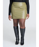 Eloquii Women's Croc Faux Leather Mini Skirt