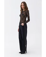 Nocturne Women's Boyfriend Jeans with Side Combination Zipper