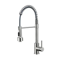 Flynama Single Handle Deck Mount Pull Down Sprayer Kitchen Faucet with Led in Brushed Nickel