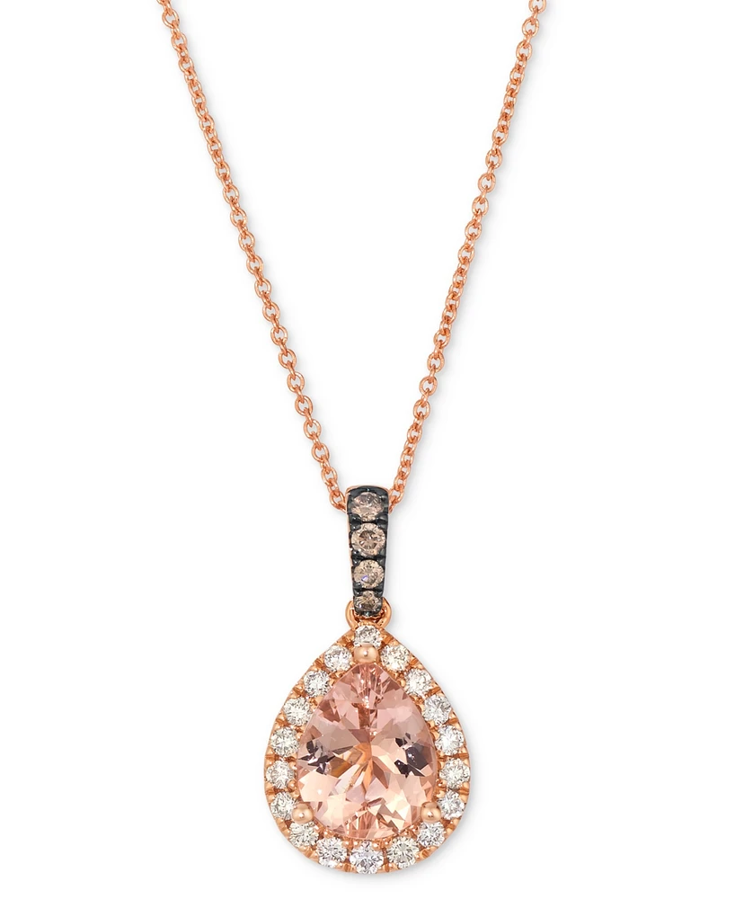 Le Vian Peach Morganite (1-1/10 ct. t.w.), Nude Diamond (1/4 ct. t.w.) & Chocolate Diamond (1/20 ct. t.w.) Pendant 20" Adjustable Necklace in 14k Stra