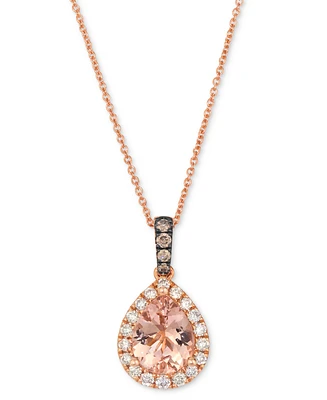 Le Vian Peach Morganite (1-1/10 ct. t.w.), Nude Diamond (1/4 ct. t.w.) & Chocolate Diamond (1/20 ct. t.w.) Pendant 20" Adjustable Necklace in 14k Stra