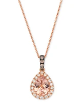 Le Vian Peach Morganite (1-1/10 ct. t.w.), Nude Diamond (1/4 ct. t.w.) & Chocolate Diamond (1/20 ct. t.w.) Pendant 20" Adjustable Necklace in 14k Stra