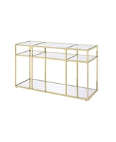 Streamdale Furniture Uchenna Sofa Table, Clear Glass & Gold Finish