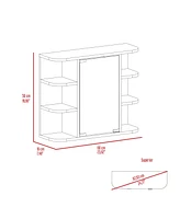 Streamdale Furniture Roseburg 6-Shelf Medicine Cabinet With Mirror Light Grey