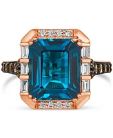 Le Vian London Blue Topaz (6 ct. t.w.) & Diamond (5/8 ct. t.w.) Statement Ring in 14k Rose Gold