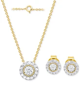 Forever Grown Diamonds 2-Pc. Set Lab-Grown Diamond Pendant Necklace & Matching Stud Earrings (1/2 ct. t.w.) Sterling Silver or 14K Gold-Plated Ster