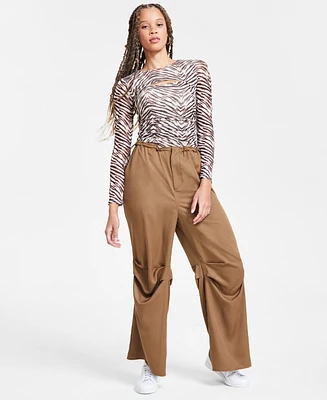 Bar Iii Women's High-Rise Wide-Leg Seamed Pants, Exclusively at Macy's