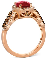 Le Vian Garnet (2 ct. t.w.) & Diamond (3/4 ct. t.w.) Halo Ring in 14k Rose Gold