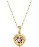 Le Vian Dark Amethyst (1-5/8 ct. t.w.) & Nude Diamond (1/4 ct. t.w.) Heart 20" Adjustable Pendant Necklace in 14k Yellow Gold