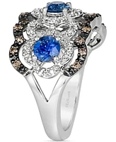 Le Vian Sapphire (1-1/20 ct. t.w.) & Diamond (1/2 ct. t.w.) Openwork Statement Ring in 14k White Gold