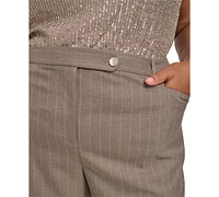 Calvin Klein Plus Pinstriped High-Waisted Pants