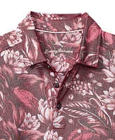 Tommy Bahama Men's Midnight Excursions Short Sleeve Jacquard Floral Print Polo Shirt