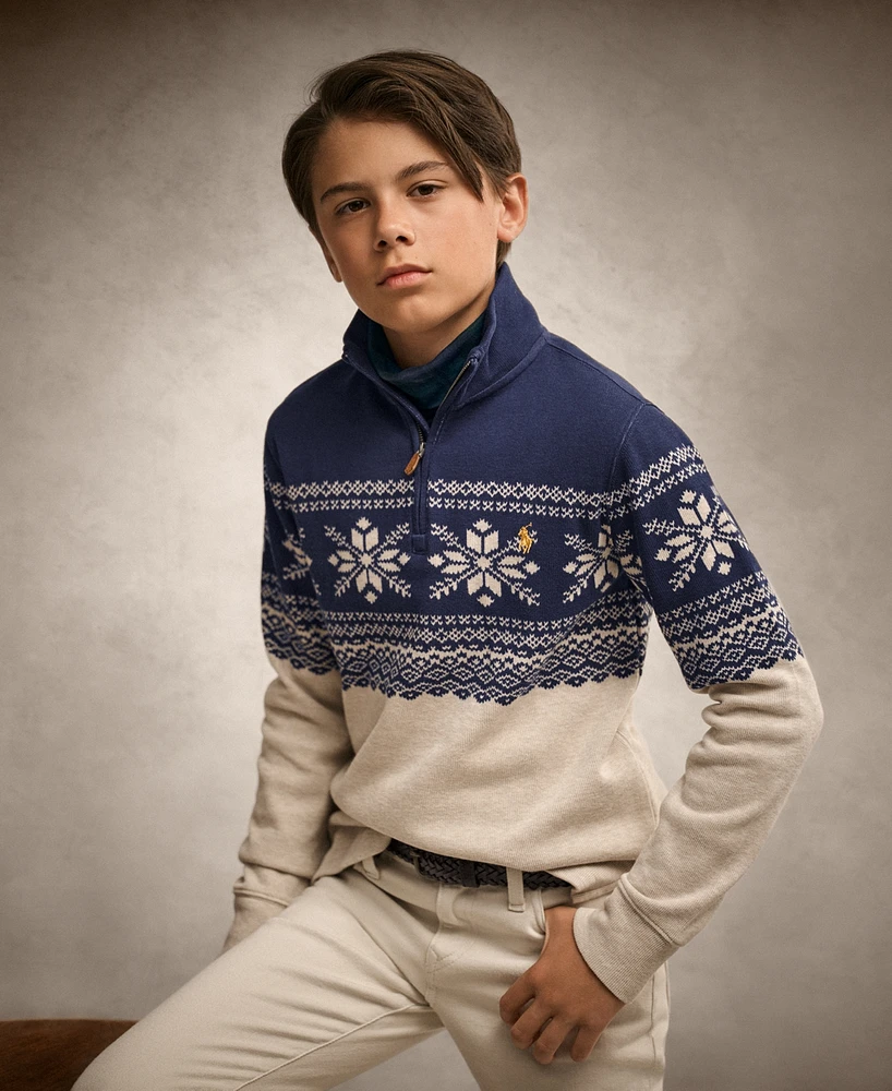 Polo Ralph Lauren Big Boys Snowflake Double-Knit Pullover Sweatshirt